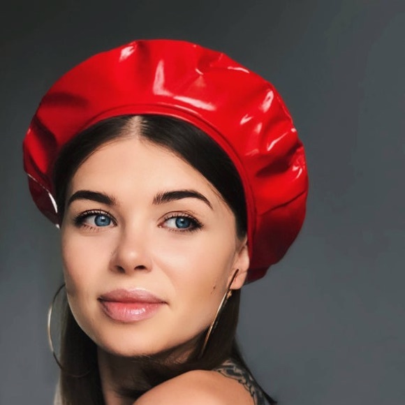Accessories Red Leather Beret Hat Poshmark